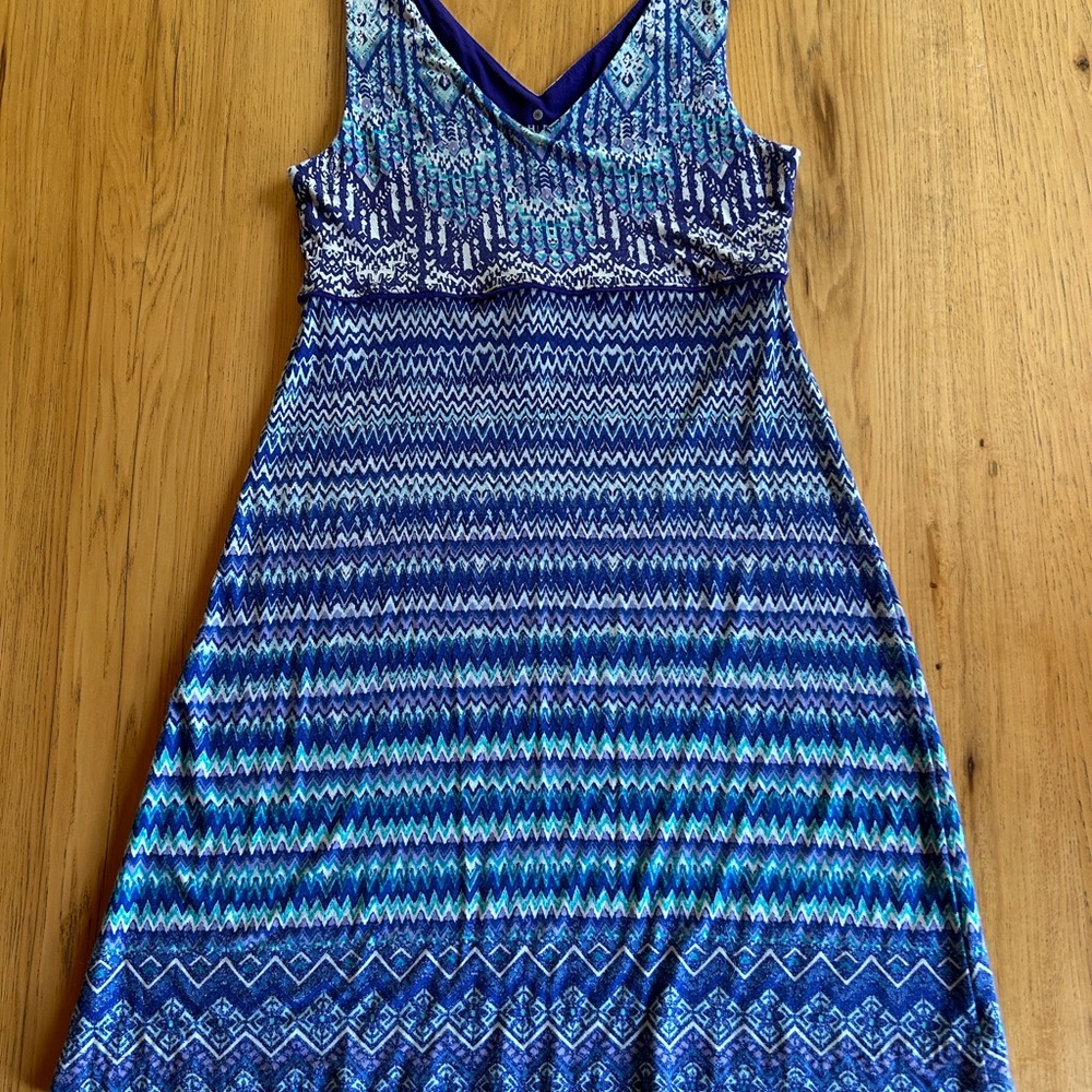 Athleta Santorini Blue Geometric Midi Dress